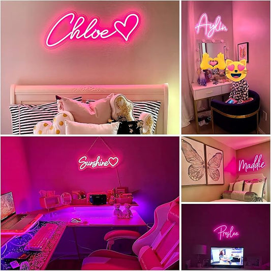 Custom Neon Signs,Personalized Large Led Neon Lights Sign, Neon Sign Customizable for Wedding Wall Decor Bedroom Birthday Party Bar Shop Logo Custom Name Neon (Optional 10" to 60")
