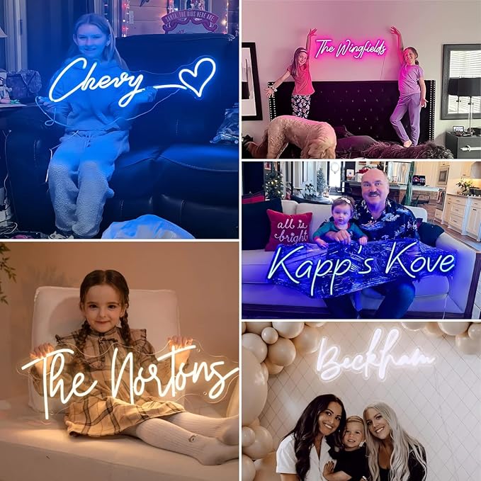 Custom Neon Signs,Personalized Large Led Neon Lights Sign, Neon Sign Customizable for Wedding Wall Decor Bedroom Birthday Party Bar Shop Logo Custom Name Neon (Optional 10" to 60")