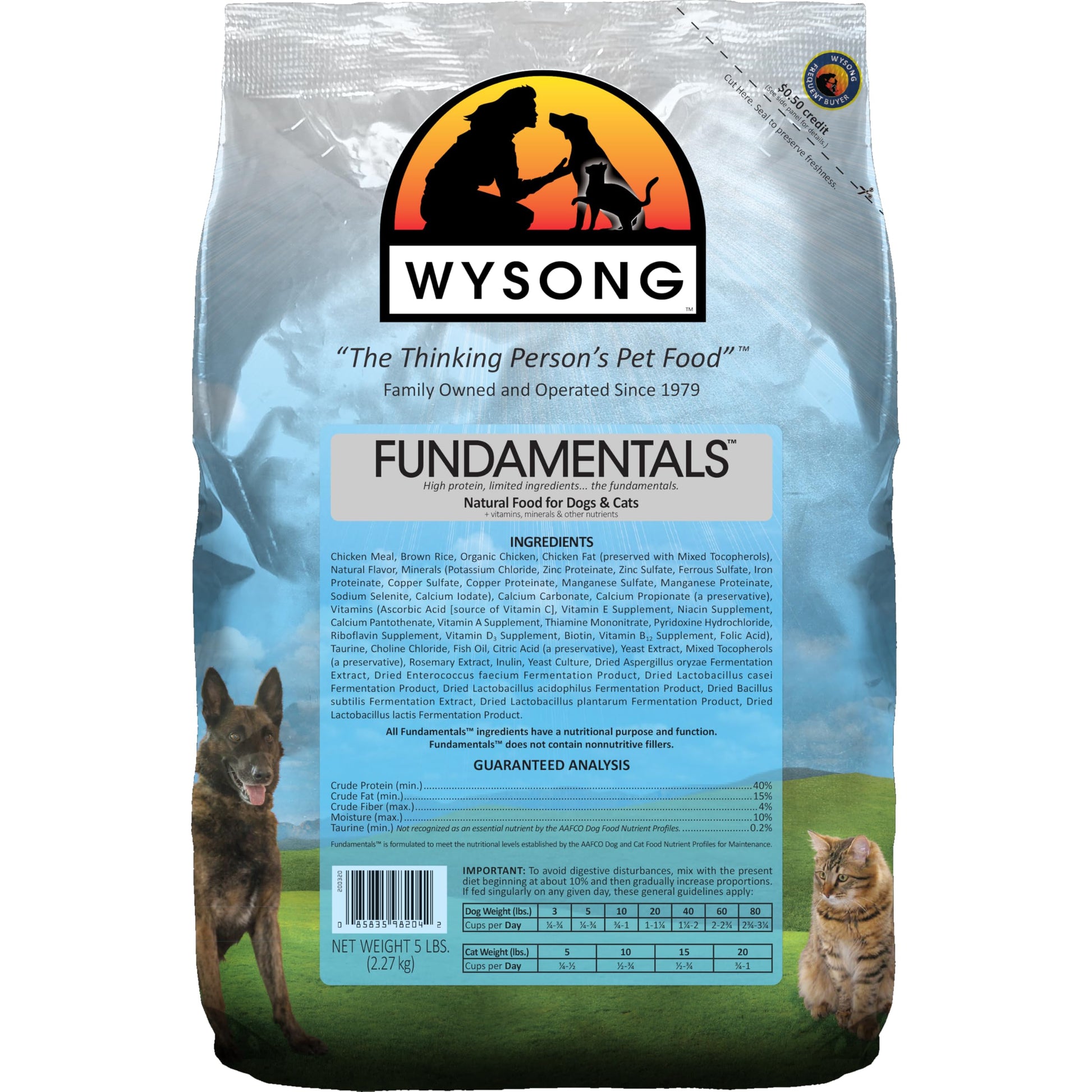 Wysong Fundamentals Canine/Feline Formula Dry Dog/Cat Food, Four, 5 lb. bags
