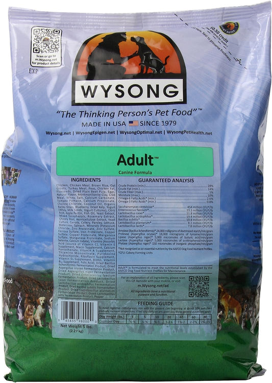 Wysong Adult Canine Formula Dry Diet Dog Food, Four- 5 Pound Bag