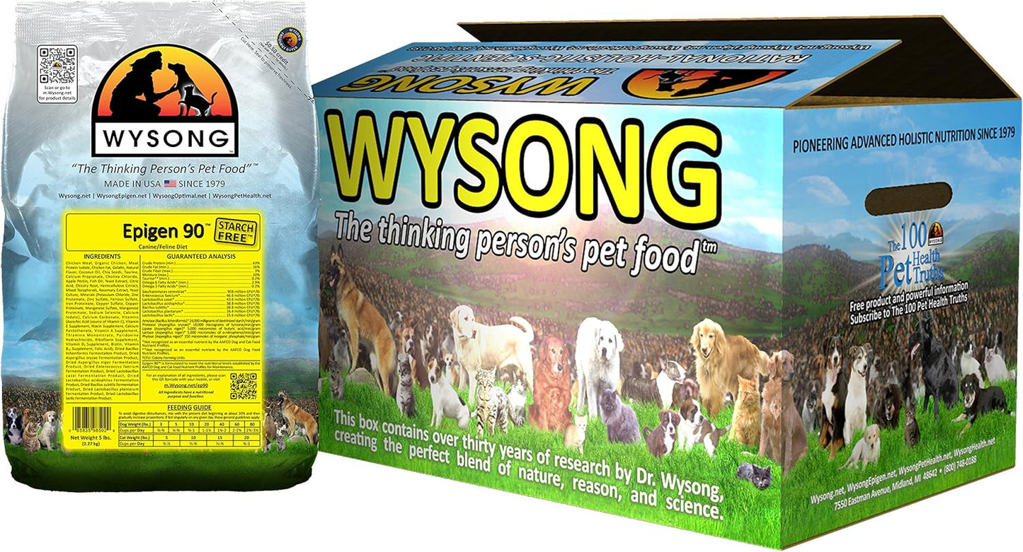 Wysong Epigen 90 Starch Free Canine Feline Dry Formula Dog Cat Food, Four- 5 Pound Bags (WDCFE9020)